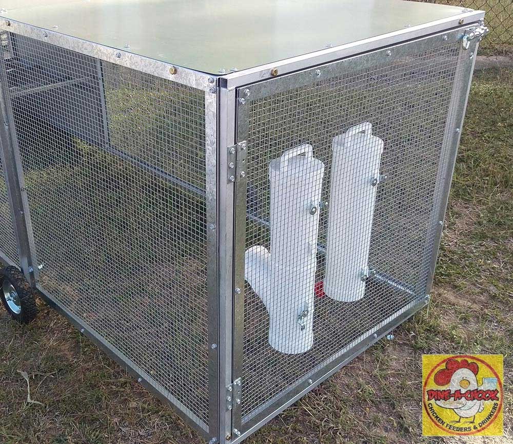 How to mount a chicken feeder to wire mesh